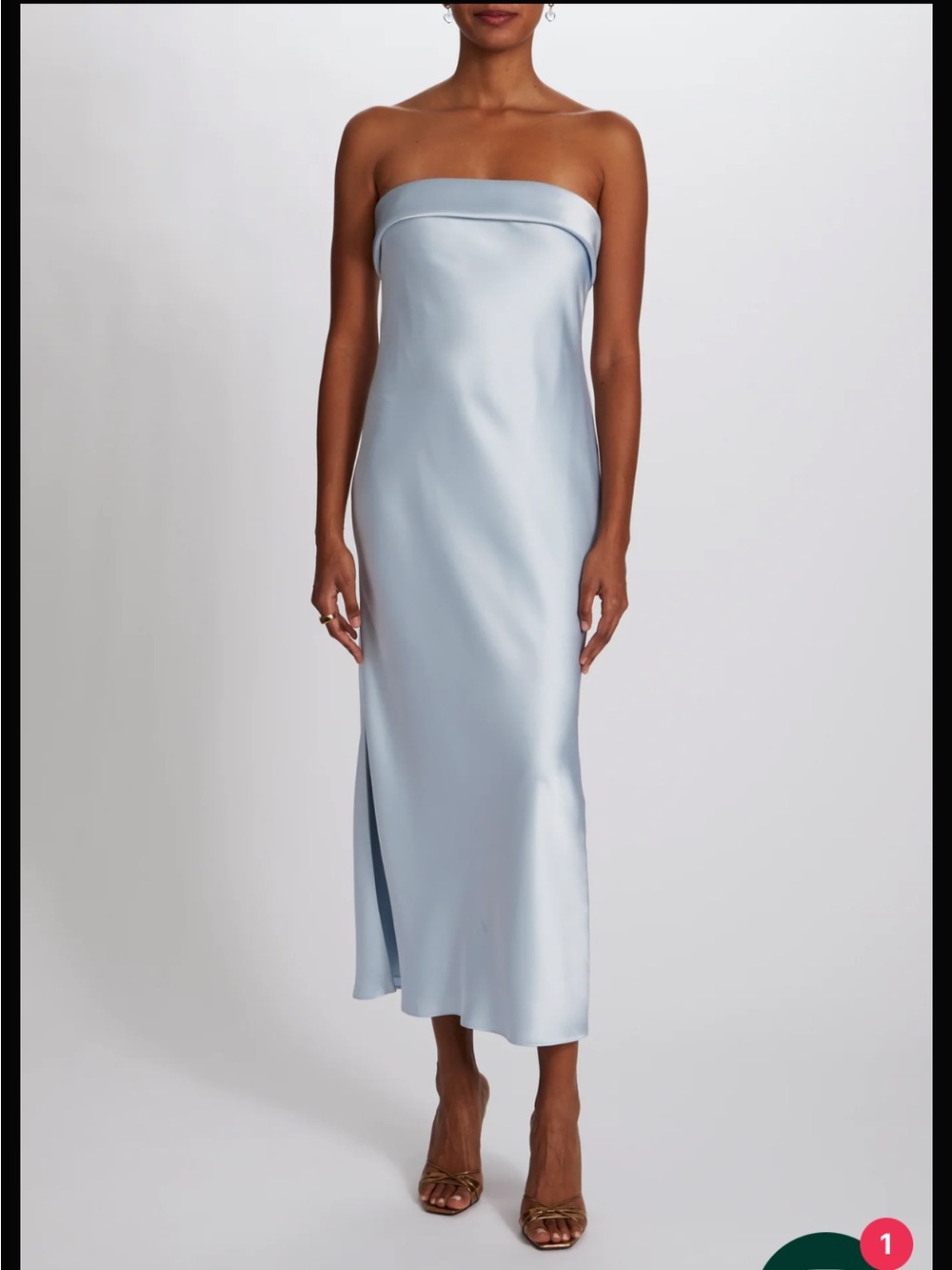 Amsale Strapless Satin Slip Dress in Light Blue